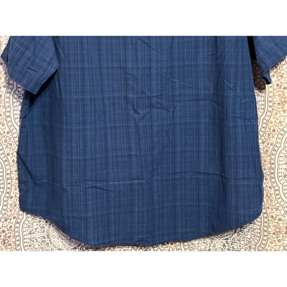 Haggar Mens XL Blue Checkered Short Sleeve Button-Down Shirt - Picture 7 of 11